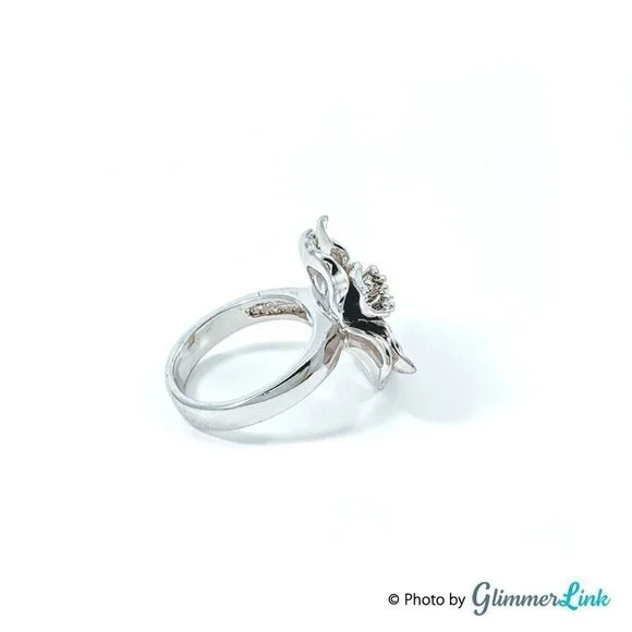 Dogwood Flower Silver Tone Ring Size 8 - Picture 4 of 7